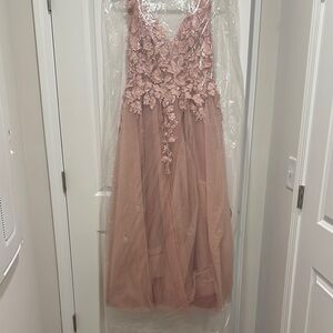 Elegant Pink Prom Dress,with Floral details